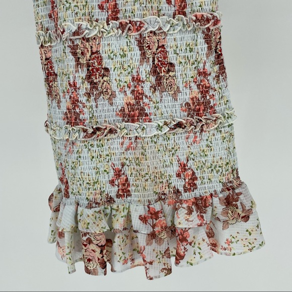 ZARA NWT PRINTED FLORAL RUFFLE MINI SMOCKED RUCHED DRESS BLOGGER FAVORITE MEDIUM - Picture 3 of 7